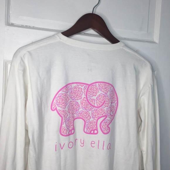 SOLD***Ivory Ella Pink Rose Elephant Pocket Tee - Picture 3 of 8